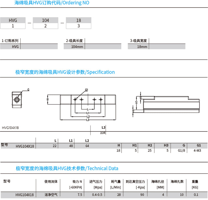 Hanwha HVG-104 Extremely narrow width sponge Suction Cups