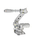 An ABB industrial robot, model IRB 6700, with a white and metallic structure, designed for lifting and handling loads in a work area.